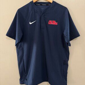 Nike NCAA Ole Miss Rebels Team Issued Baseball Wind Shirt Jacket Mens M Navy NEW